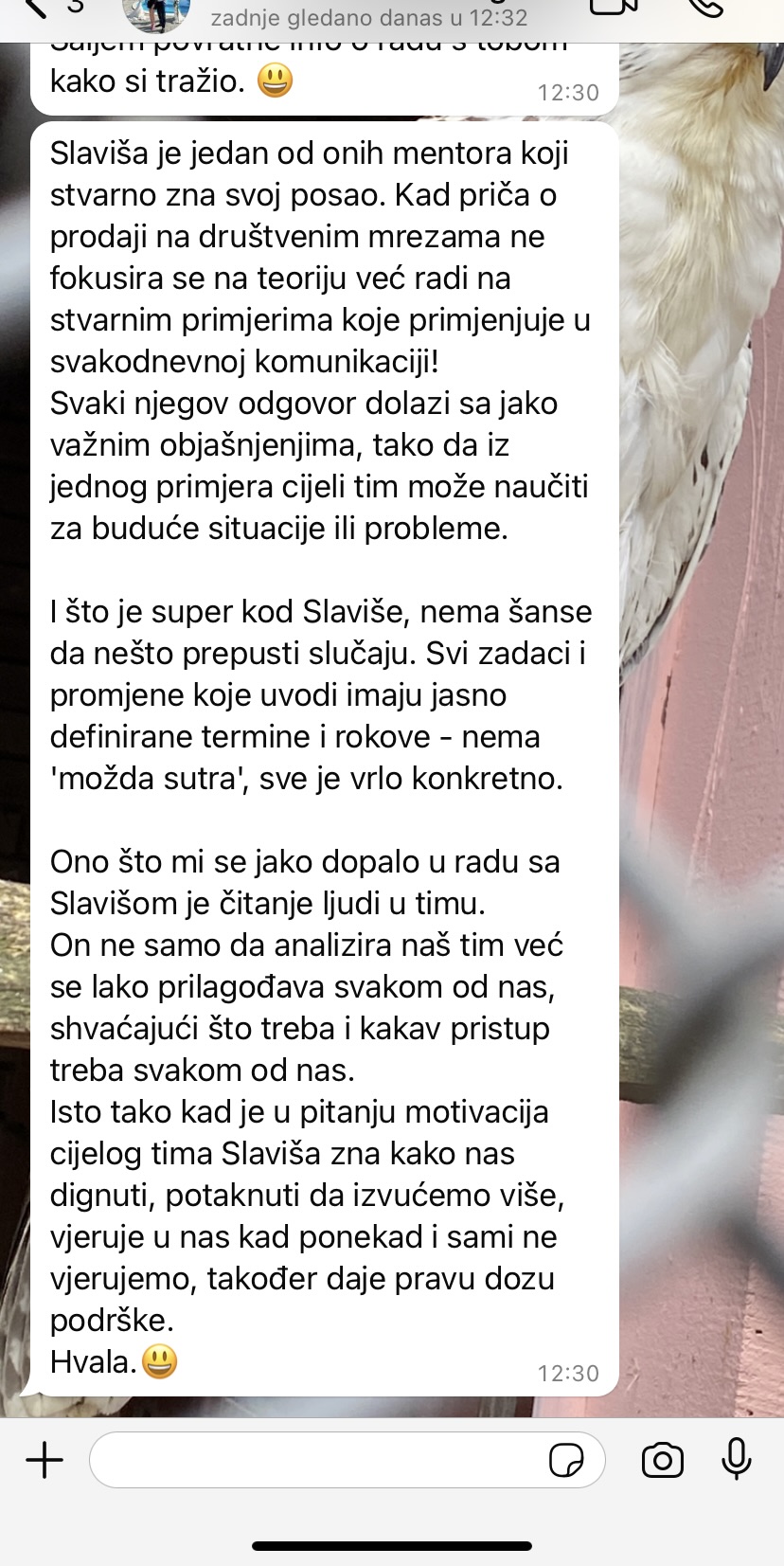 Ivana: povratna informacija o radu sa Slavišom